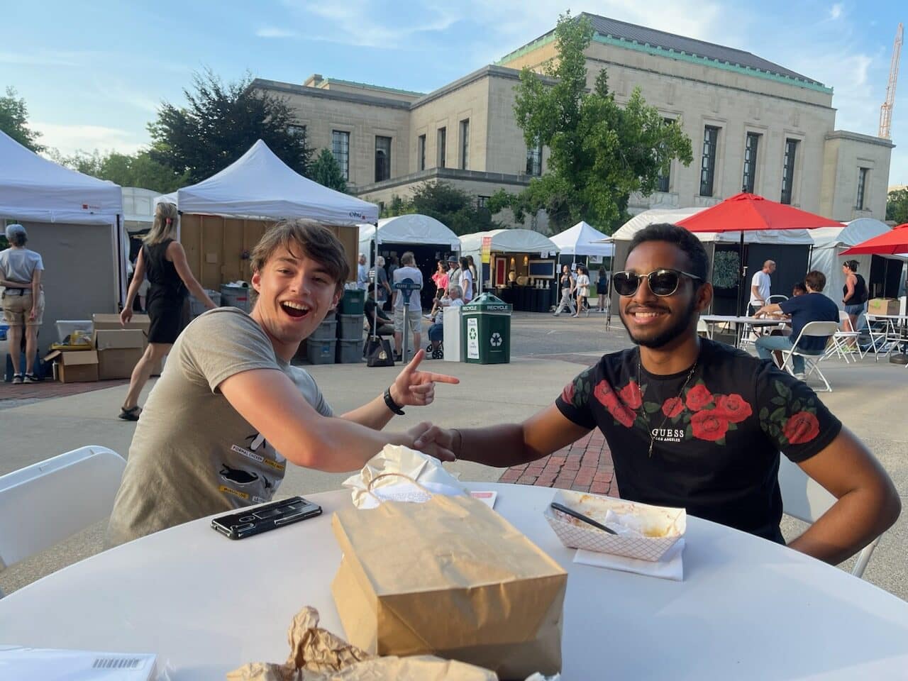 With a friend at an Ann Arbor market, University of Michigan